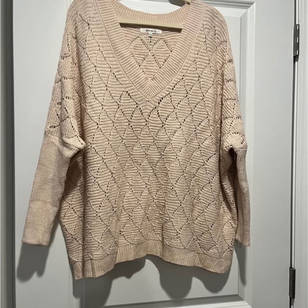 Miracle Cream V-Neck Knit Sweater